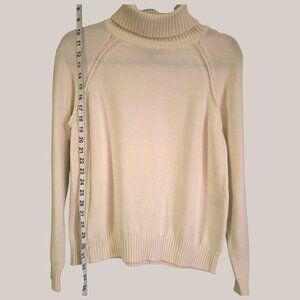 PET/PL Karen Scott Women Pullover Sweater Cream Long Sleeve Turtleneck